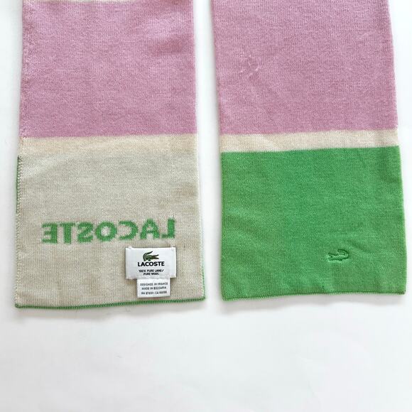 Lacoste Wool Scarf Multicolor Striped Colorblock - Picture 7 of 9